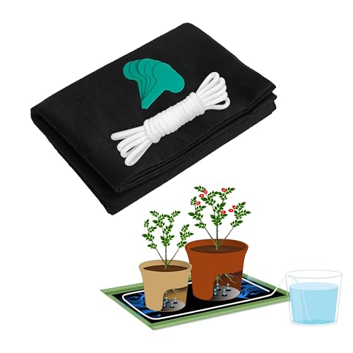 Orimerc 31 X 38 Inch Automatic Plant Watering Mat &amp;amp; 30 Feet Self Watering System Wick Cord for Seed Starter Tray Capillary Mat for Seedling Capillary Matting for Potted Plants Greenhouse Gardening