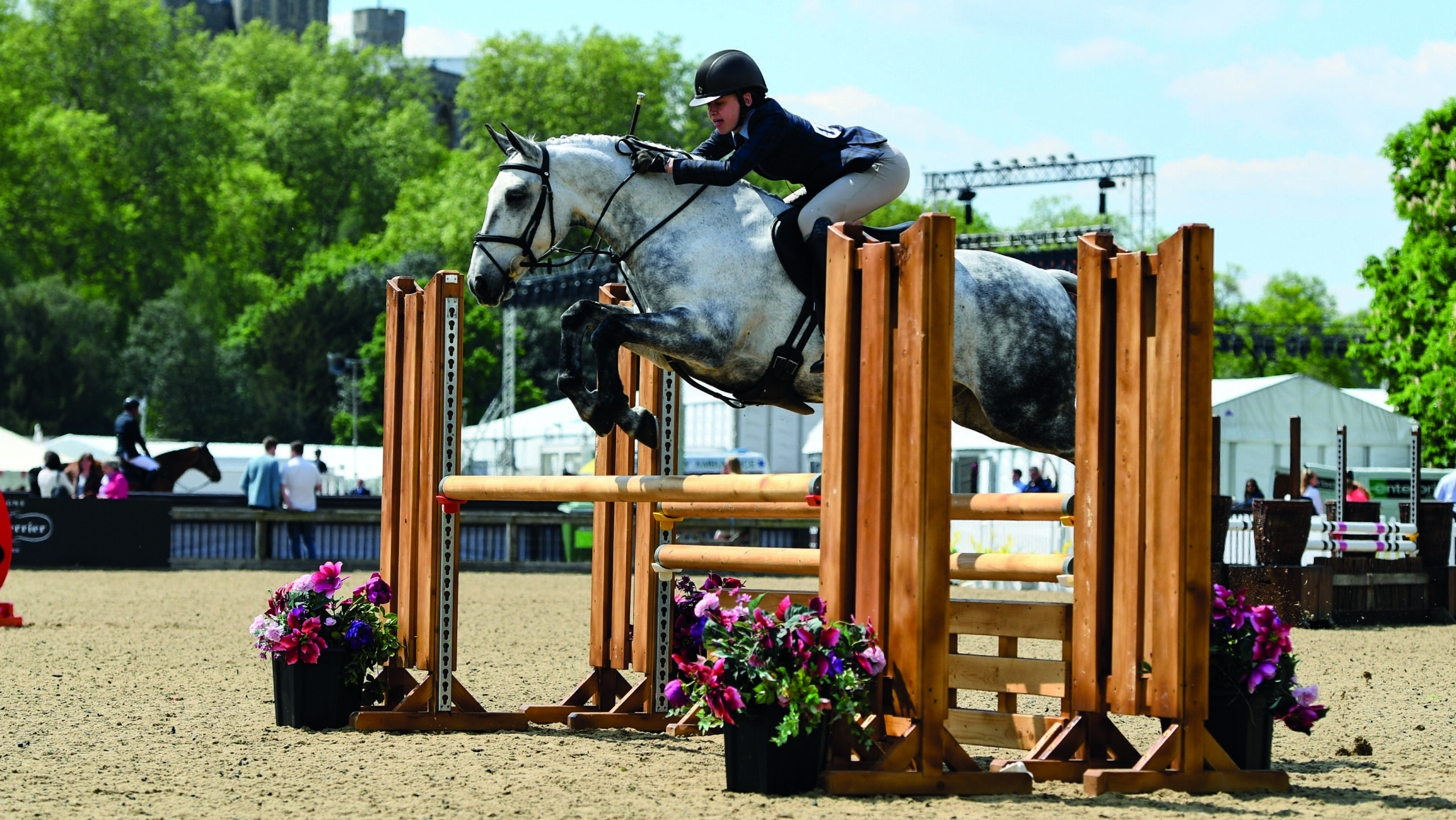 Successful WHP Star Smokey and Leela Wheelwright take a jump at the 2019 Royal Windsor Horse Show