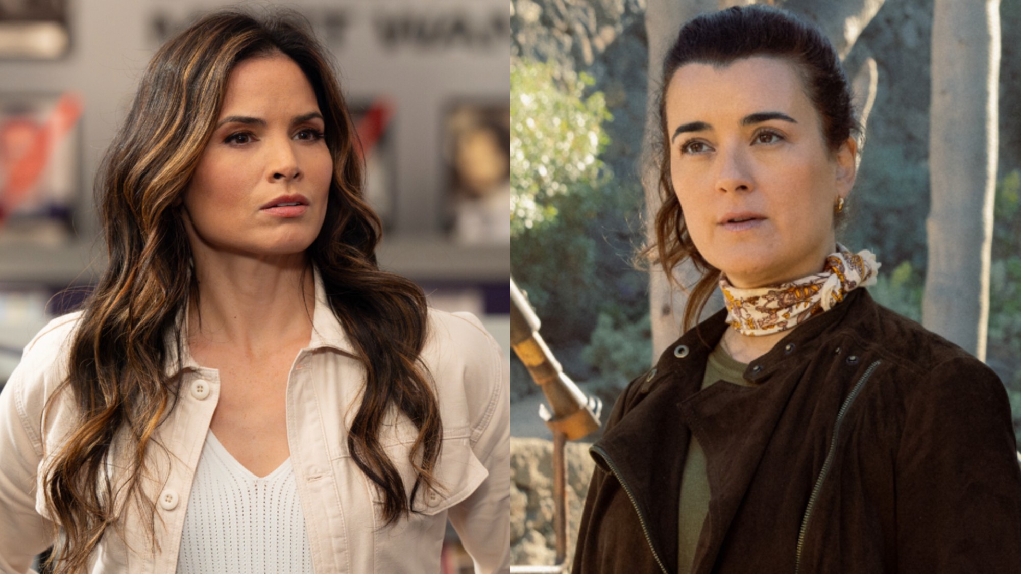 From L to R: Katrina Law as Jessica Knight on NCIS, Cote de Pablo as Ziva David on NCIS: Tony &amp; Ziva.
