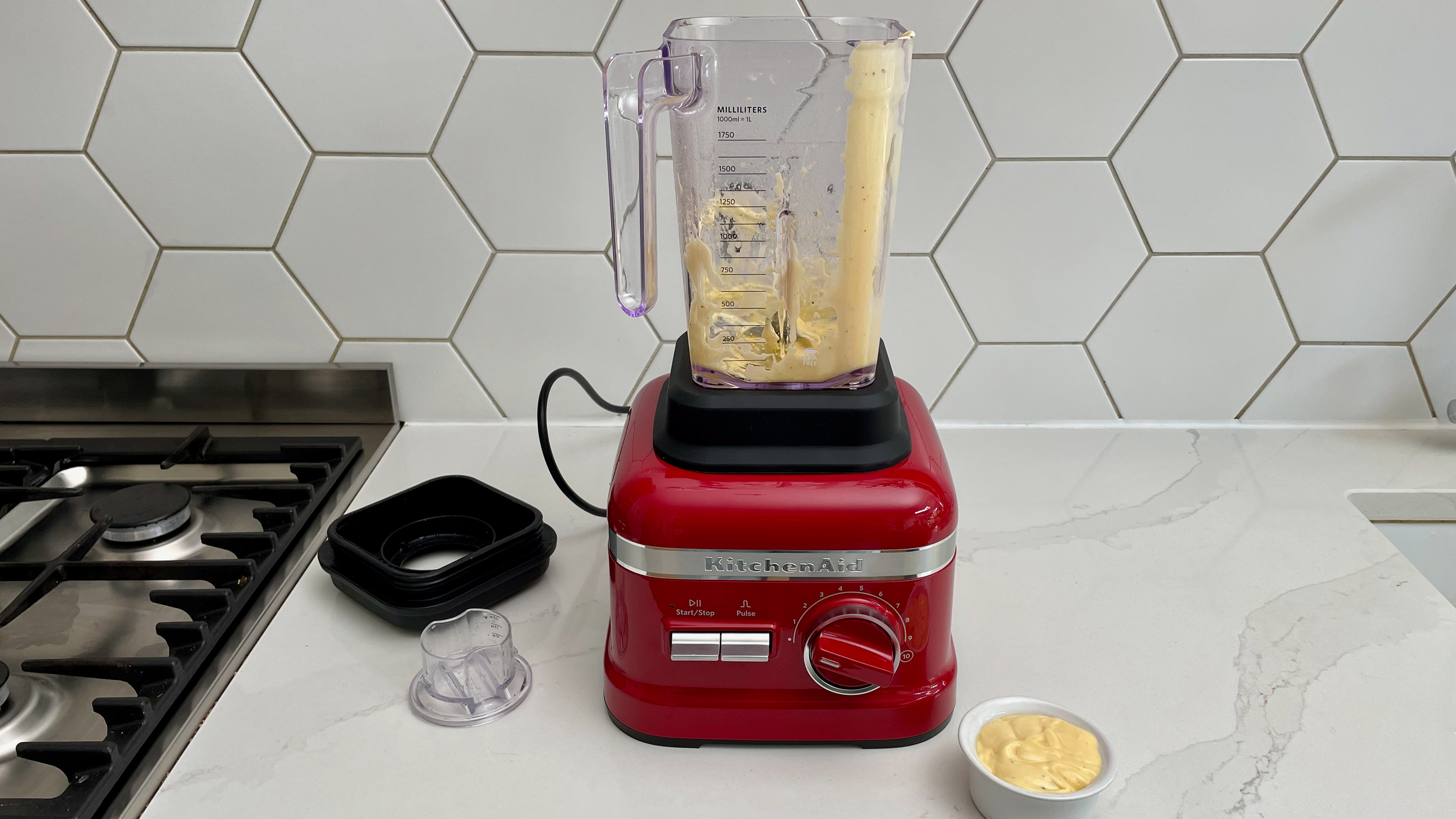 KitchenAid High Performance Series Blender KSB6060 being used to make mayonnaise