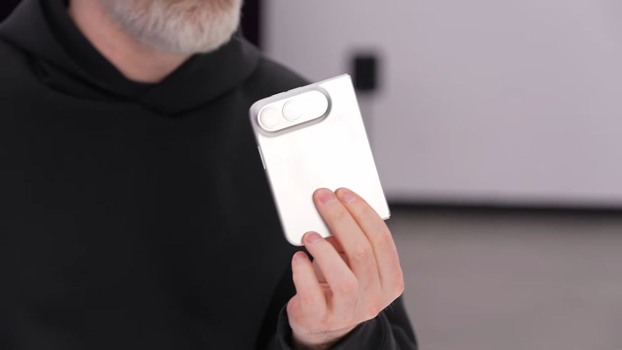 Unbox Therapy examines a dummy unit of Apple's folding iPhone Ultra.