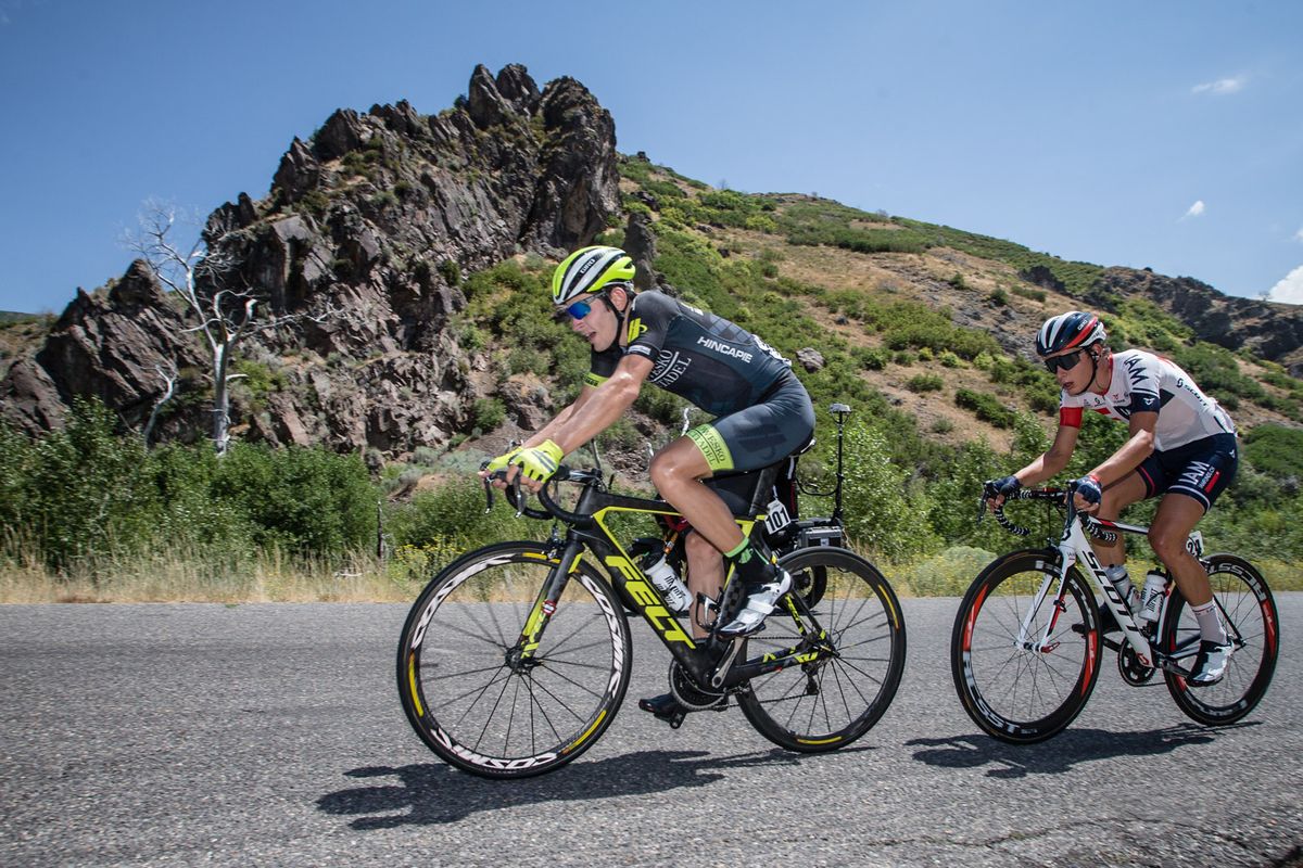 Andre Krasilnikau (Holowesko-Citadel) with IAM Cycling's Simon Pellaud for company