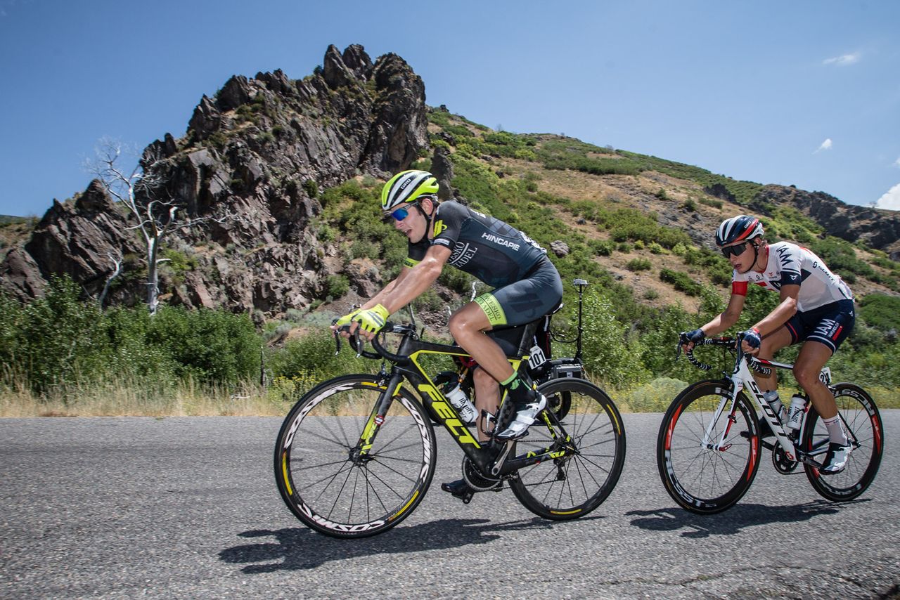 Andre Krasilnikau (Holowesko-Citadel) with IAM Cycling's Simon Pellaud for company