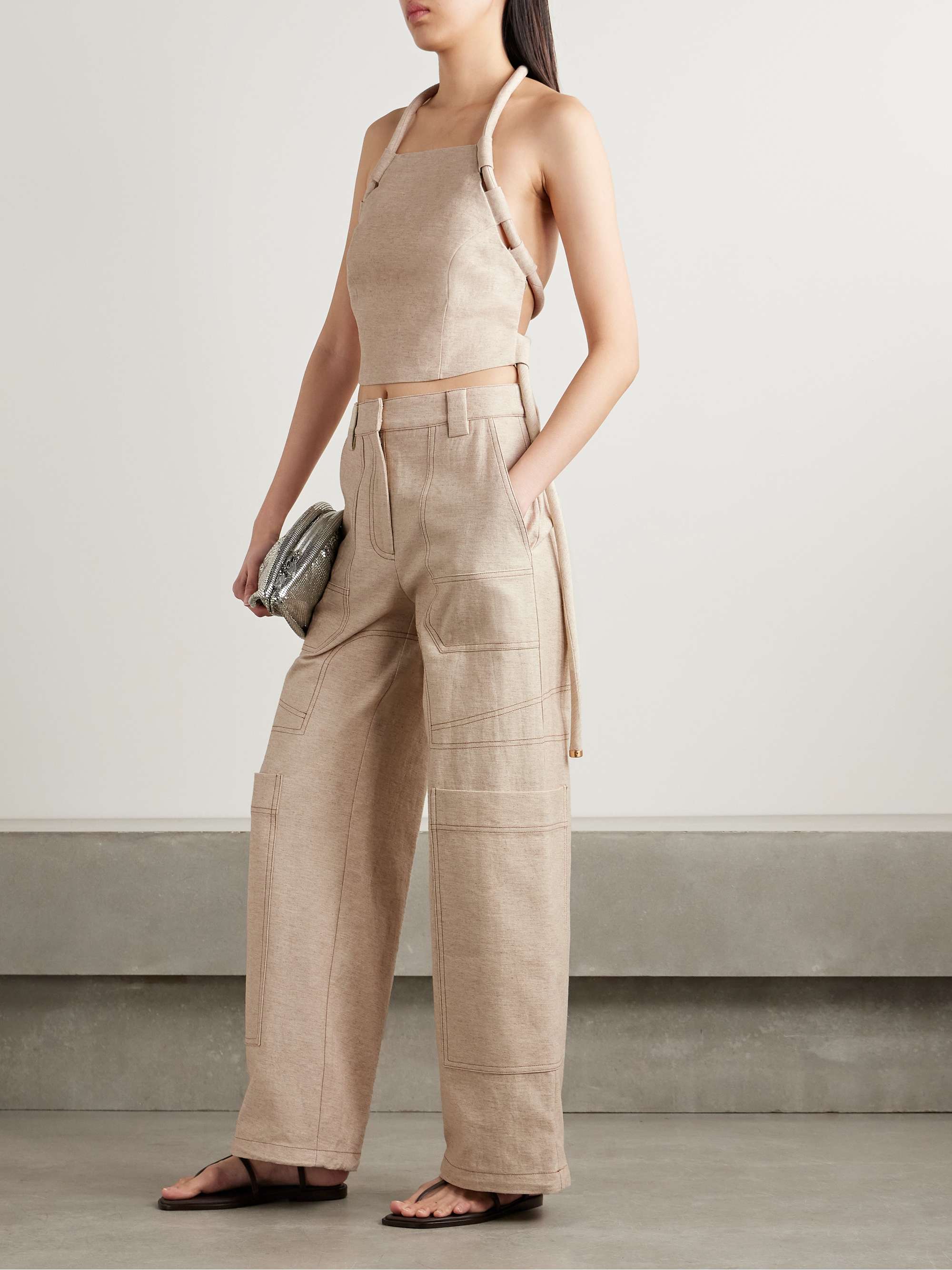 Wynn Cotton and Linen-Blend Wide-Leg Cargo Pants