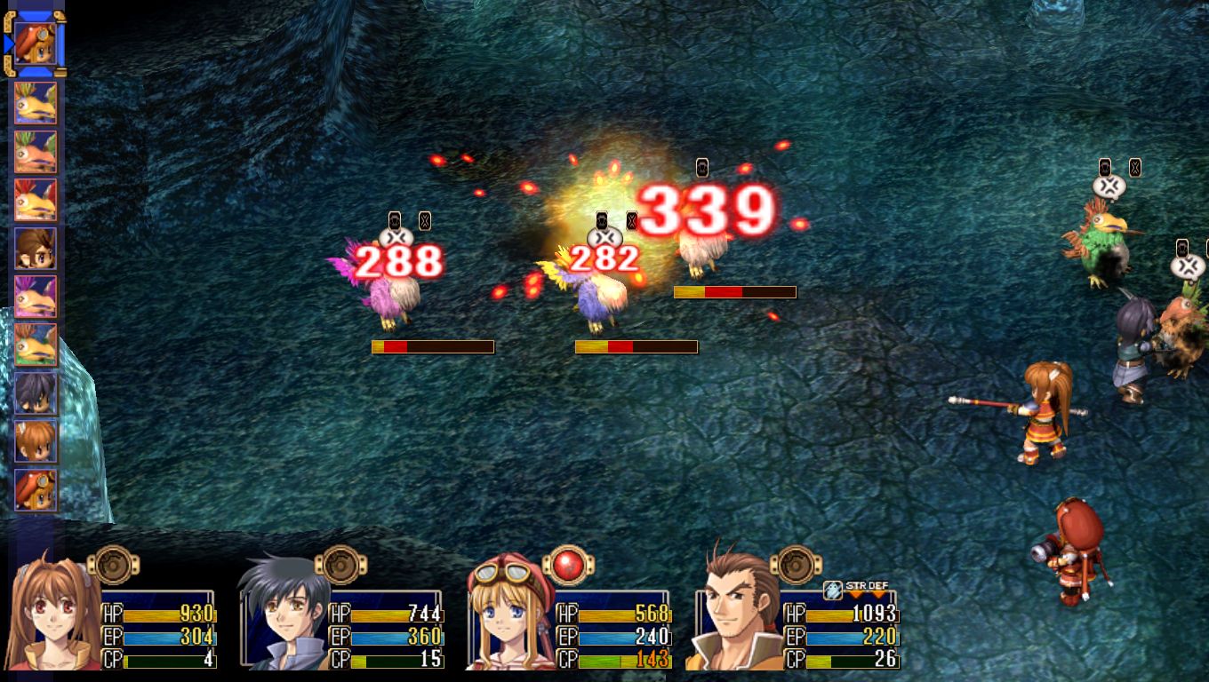 A combat encounter in The Legend of Heroes: Trails in the Sky for PC