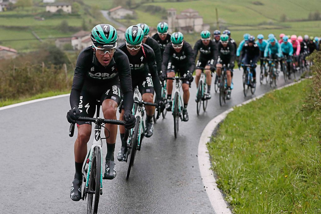 Emanuel Buchmann on the front for Bora-Hansgrohe at Pais Vasco