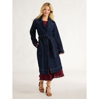 Free Assembly Belted Long Cotton Trench Coat