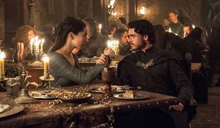 Talisa Stark and Robb Stark at The Red Wedding in The Rains Of Castamere on HBO's Game Of Thrones