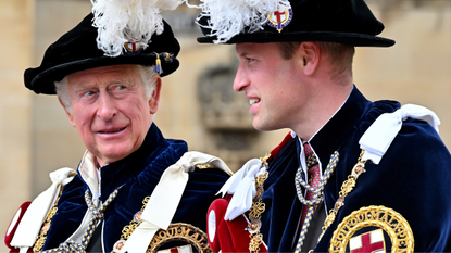 Prince Charles, Prince of Wales and Prince William, Duke of Cambridge attend The Order of The Garter service at St George's Chapel, Windsor Castle on June 13, 2022 in Windsor, England. The Most Noble Order of the Garter, founded by King Edward III in 1348, is the oldest and most senior Order of Chivalry in Britain.