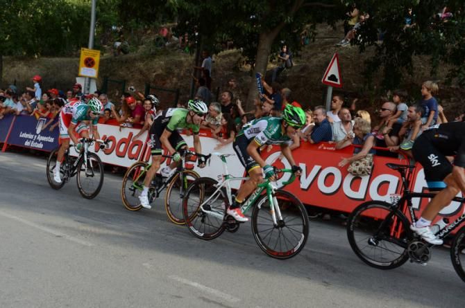 Bauke Mollema (Belkin) and Amets Txurruka (Caja Rural) during the Stage 13 breakaway at the 2013 Vuelta a Espana