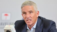 Jay Monahan talks to the media before the 2022 Travelers Championship