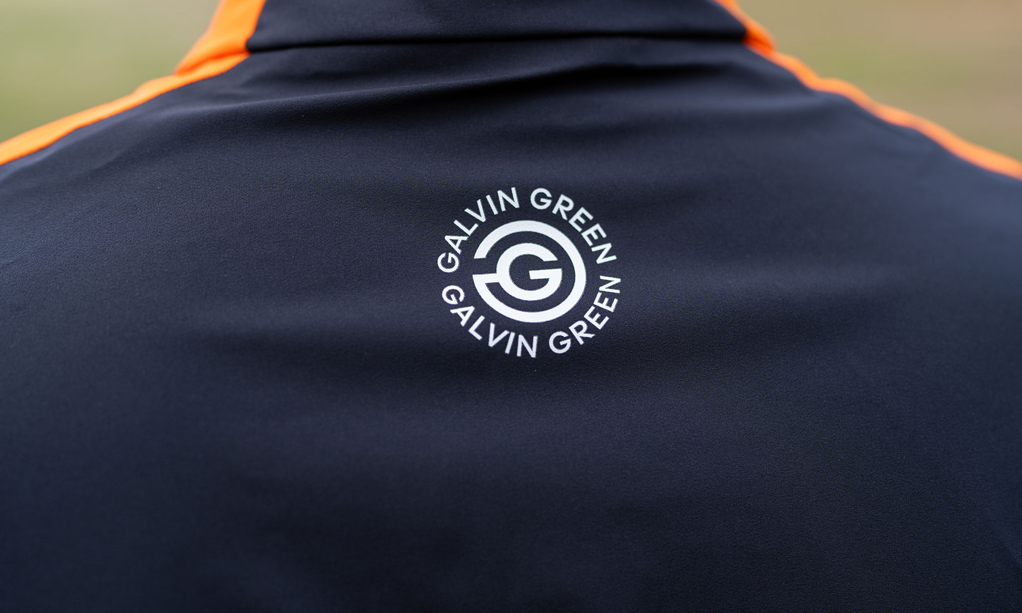 Back collar logo on the Galvin Green Arlo waterproof Jacket