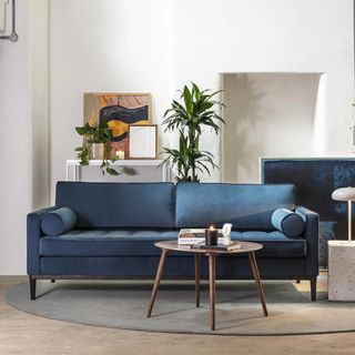 Blue sofa in a living room