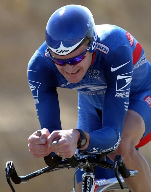 Floyd Landis (Us Postal) time trialing at the Vuelta in 2004