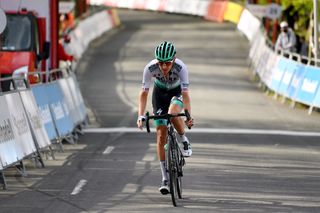 ARRATE EIBAR SPAIN APRIL 10 Arrival Emanuel Buchmann of Germany and Team Bora Hansgrohe during the 60th ItzuliaVuelta Ciclista Pais Vasco 2021 Stage 6 a 1119km stage from Ondarroa to Arrate Eibar 535m itzulia ehitzulia on April 10 2021 in Arrate Eibar Spain Photo by David RamosGetty Images