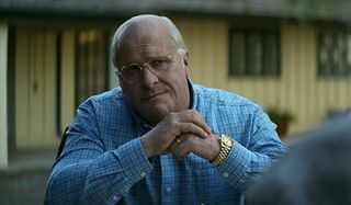 Christian Bale as Dick Cheney talking with George W. Bush in Vice