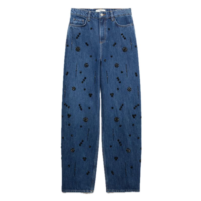 M&amp;amp;S, High Waisted Embellished Barrel Jeans