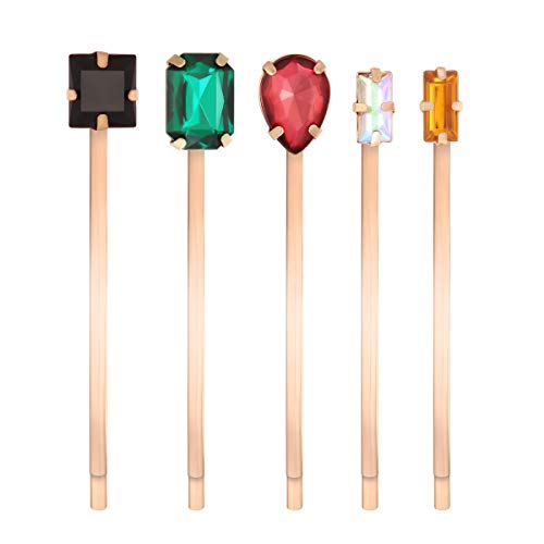 Lurrose Decorative Bobby Pins: 5pcs Colorful Gem Bobby Pins - Hair Clip for Women Hair Accessories (mixed Style)