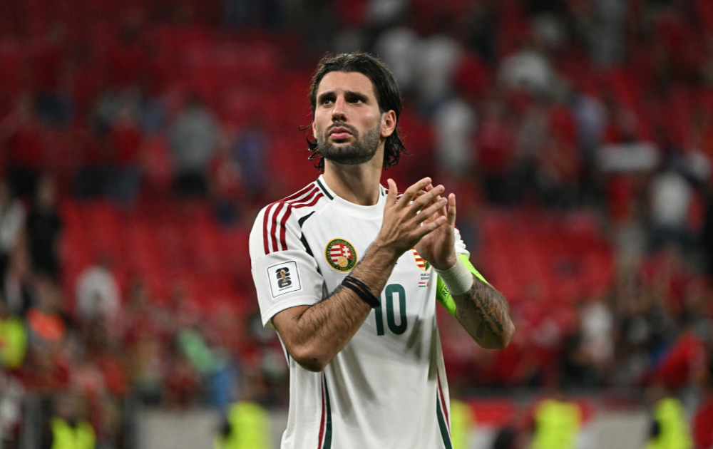 Dominik Szoboszlai gestures after the end of the 2026 World Cup qualifiers Europe zone group F football match between Hungary and Portugal on September 9, 2025 in Budapest, Hungary.