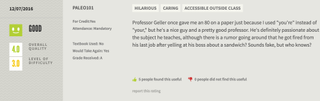 Ross Geller Rate My Professor