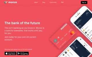 Monzo with altered homepage