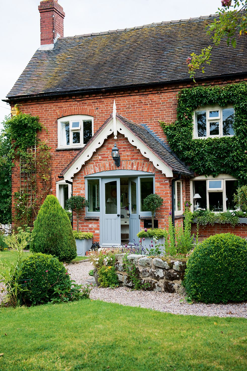 exterior of brick country farmhouse