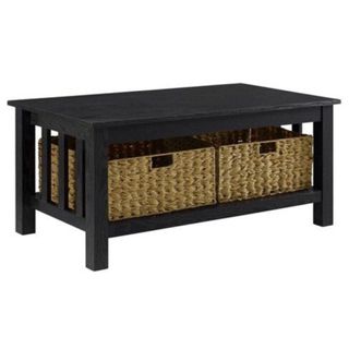 Saracina Home Mission Coffee Table with Woven Baskets