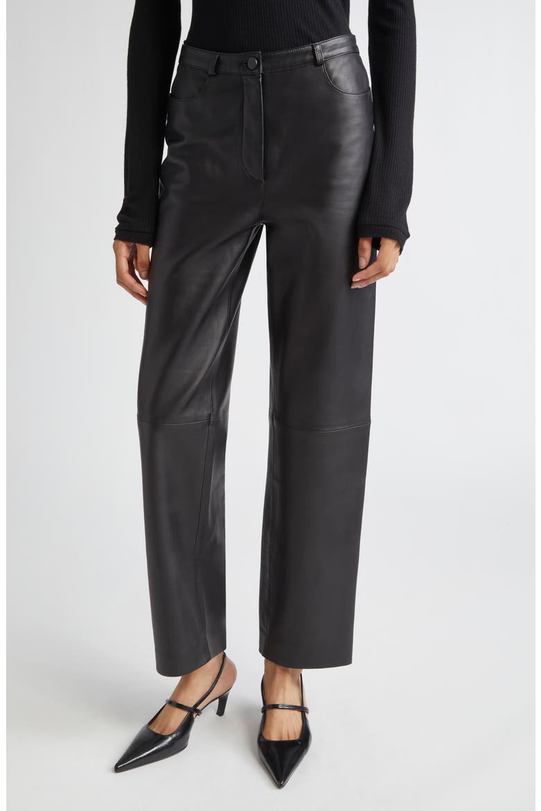 Cobe Lambskin Leather Straight Leg Pants