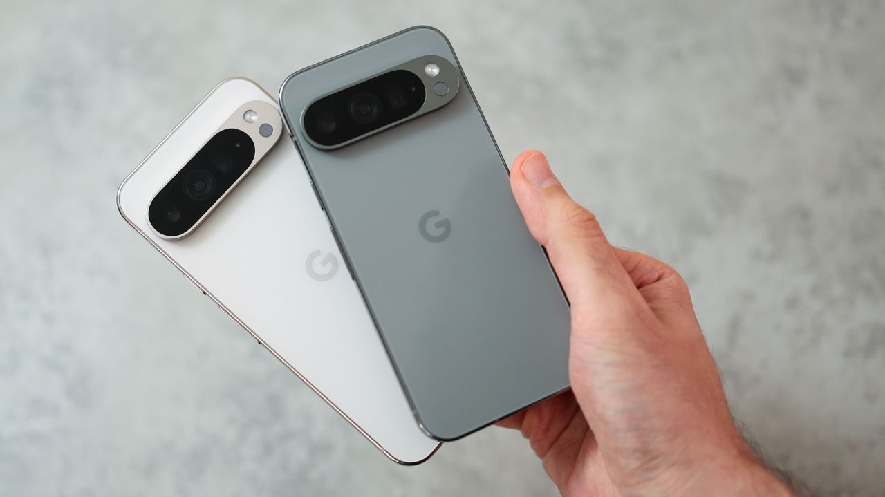 A photo of the Google Pixel 9 Pro and 9 Pro XL