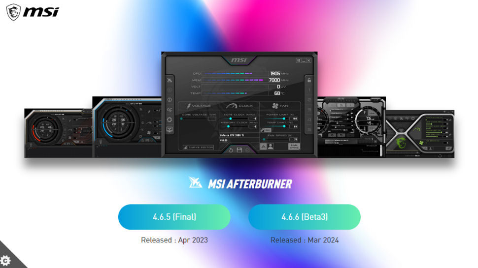 MSI Afterburner website screenshot.