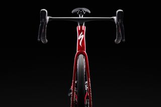 Specialized Tarmac SL8 in red head on shot on a black background