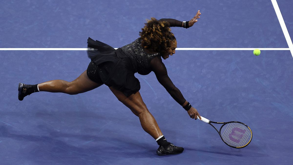 Serena Williams of the United States in action in her match against Ajla Tomlijanovic of Australia during their Women&#039;s Singles Third Round match on Day Five of the 2022 US Open at USTA Billie Jean King National Tennis Center on September 02, 2022 in the Flushing neighborhood of the Queens borough of New York City.