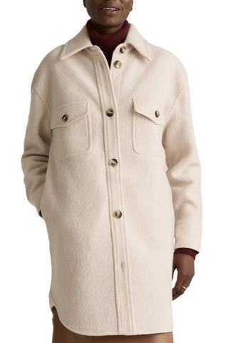 100% Merino Wool Long Shirt Jacket