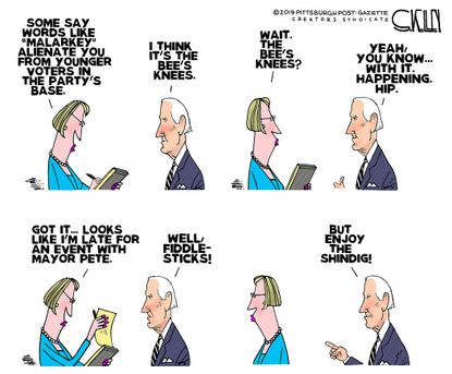 Political Cartoon U.S. Biden Malarkey Alienating Young Voters