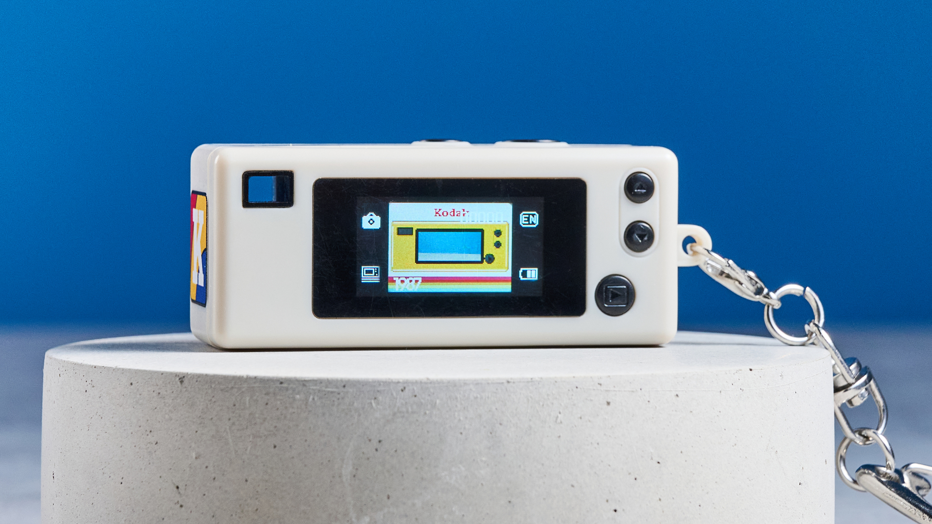 A Kodak Charmera keychain camera