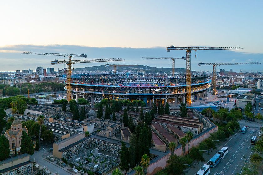 A general view of the Spotify Camp nou Stadium under construction on September 10, 2025 in Barcelona, Spain. FC Barcelona announced yesterday that their first LaLiga home fixture against Valencia CF will be held at the Johan Cruyff Stadium on September 14.