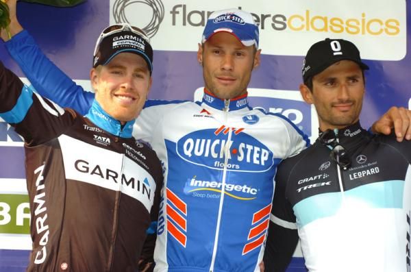 The Gent-Wevelgem podium: Farrar, Boonen and Bennati