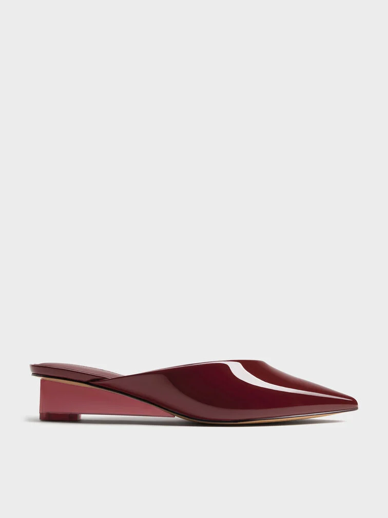 Charles & Keith, Patent Translucent-Heel Wedge Mules
