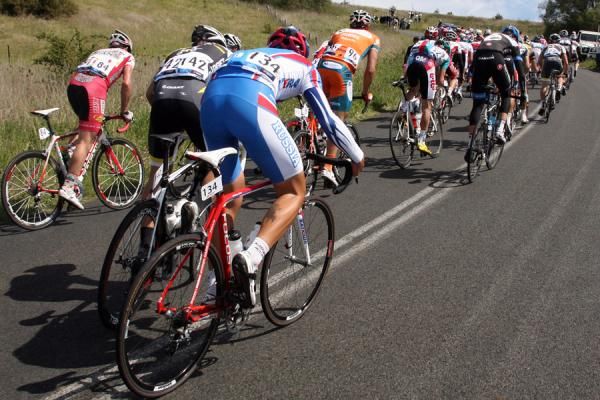 The pace was on, with plenty of riders being spat at the back on the day's second KOM.