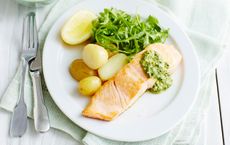 Salmon fillets with minty pesto