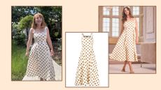 matilda and a model wearing the joe browns polka dot dress