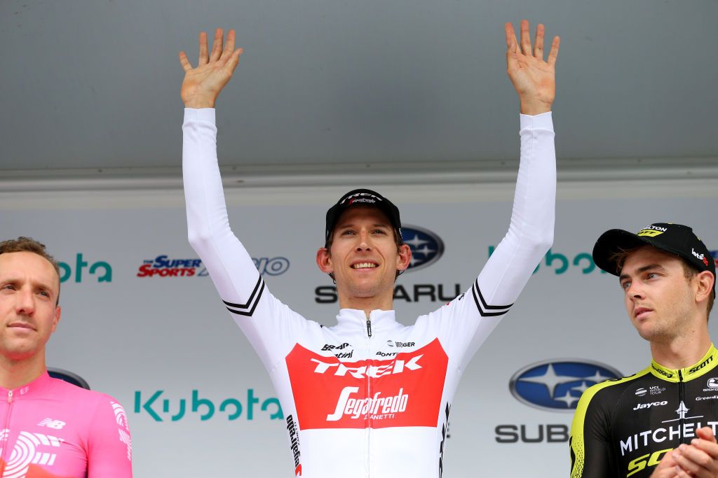 Bauke Mollema (Trek Segafredo) on the top step of the podium after winning the 2019 Japan Cup