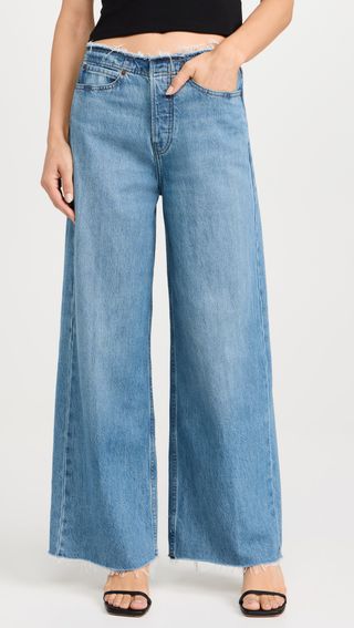 Le Low Baggy Wide Leg Cut Off Jeans