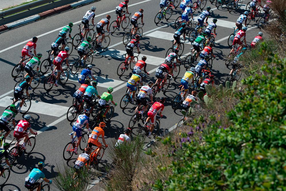 The pack rides during the first stage of the 97th Volta Catalunya
