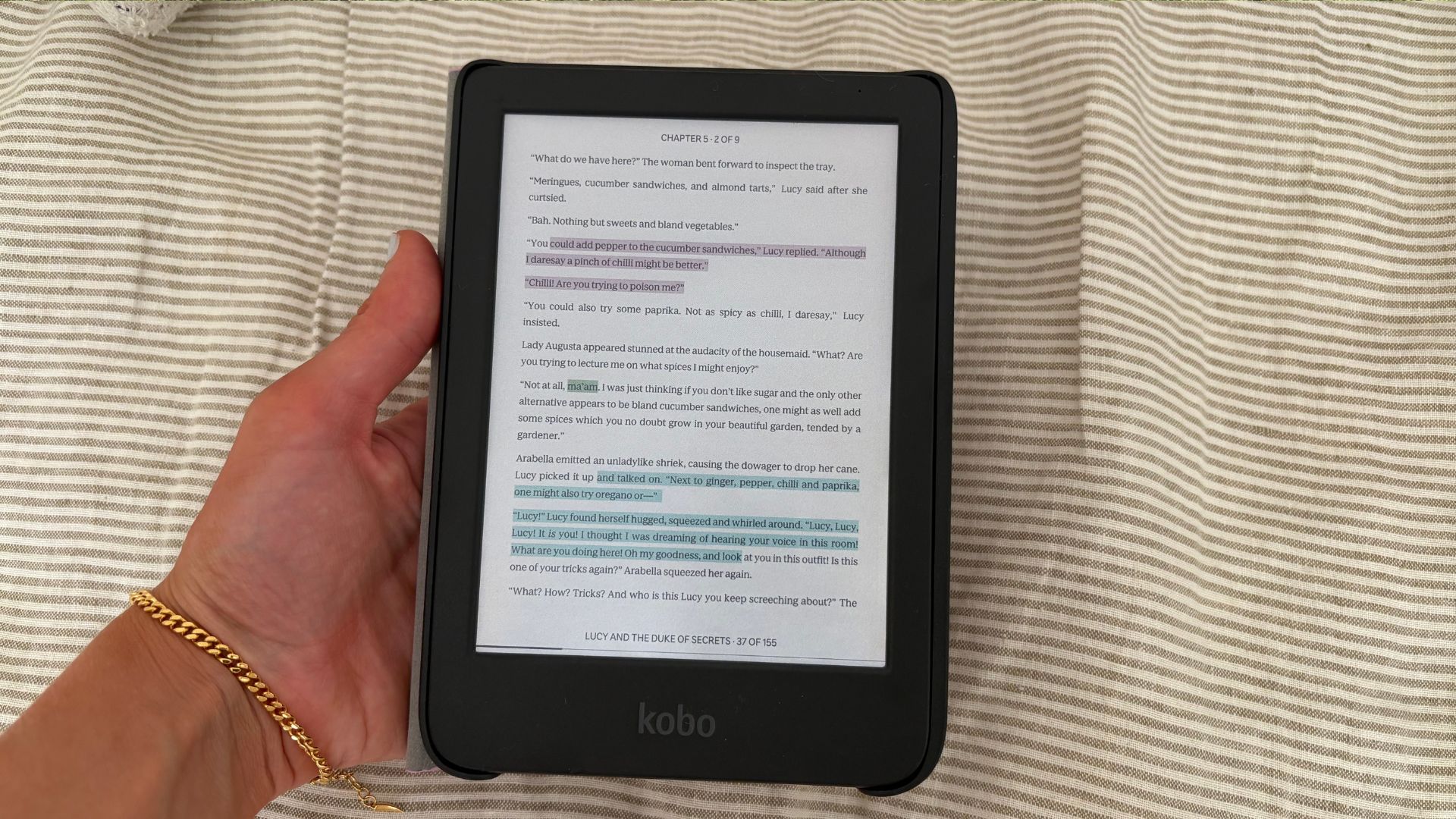 Kobo Clara Colour on my bed