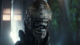 Close-up on younger Xenomorph face and teeth in Alien: Earth Season 1 finale