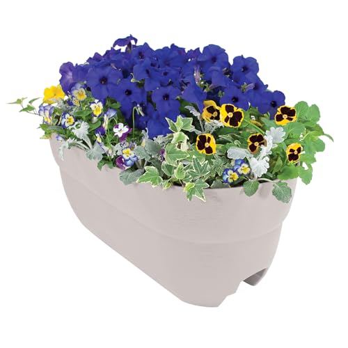 Bloomers Railing Planter With Drainage Holes &amp;ndash; 24" Weatherproof Resin Planter &amp;ndash; Polyethylene Plastic - White