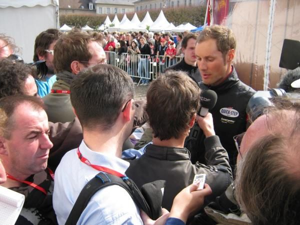 Tom Boonen faces the media at the team presentation
