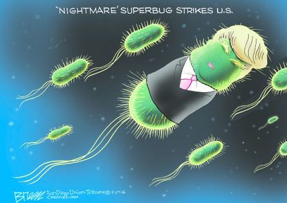 Political cartoon U.S. Donald Trump Superbug