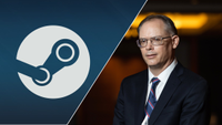 Tim Sweeney and Steam logo